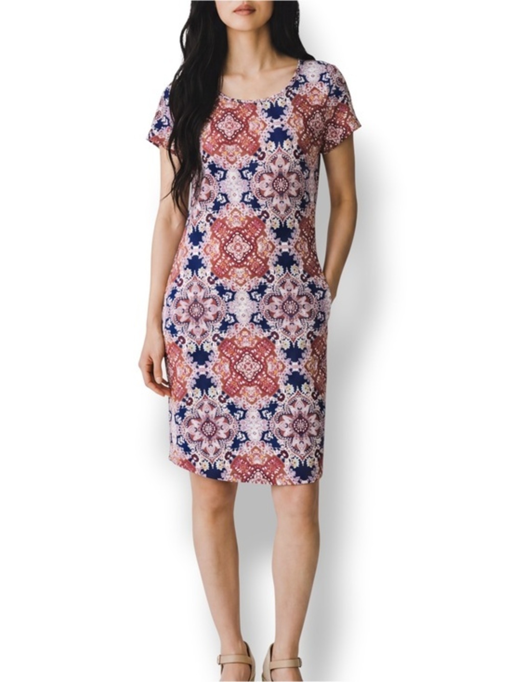 4/$20 Young USA Medallion Print Bodycon Stretch Midi Dress Size S
